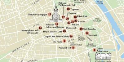 Карта на Варшава пешеходна обиколка на 