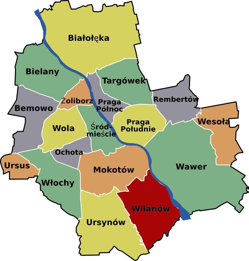 Карта на околностите на Варшава 