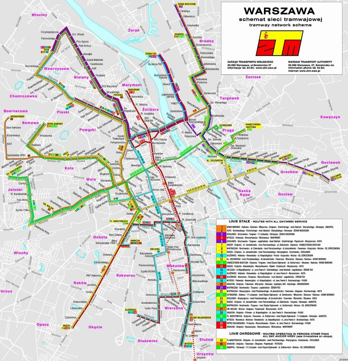 Карта на Варшава транзит