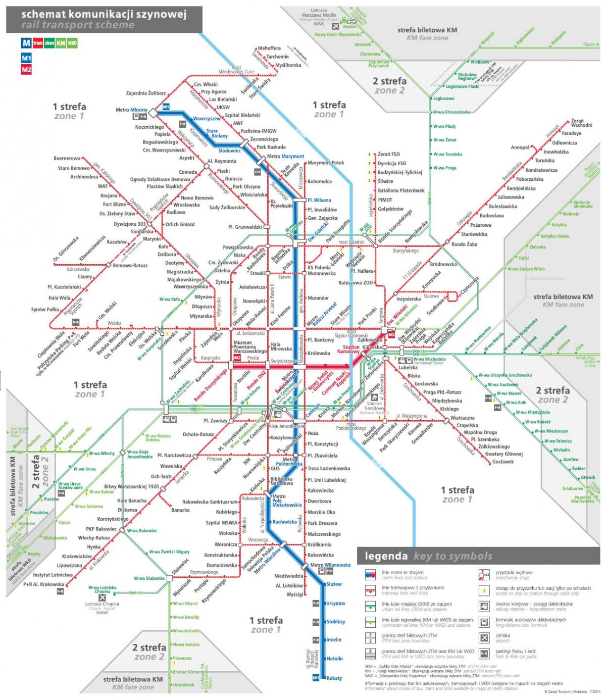 Варшава транспортна картата