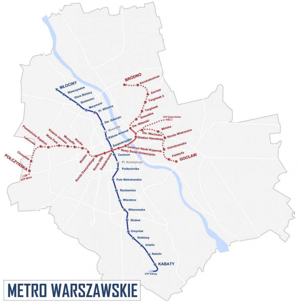 Карта Варшава метрото 2016