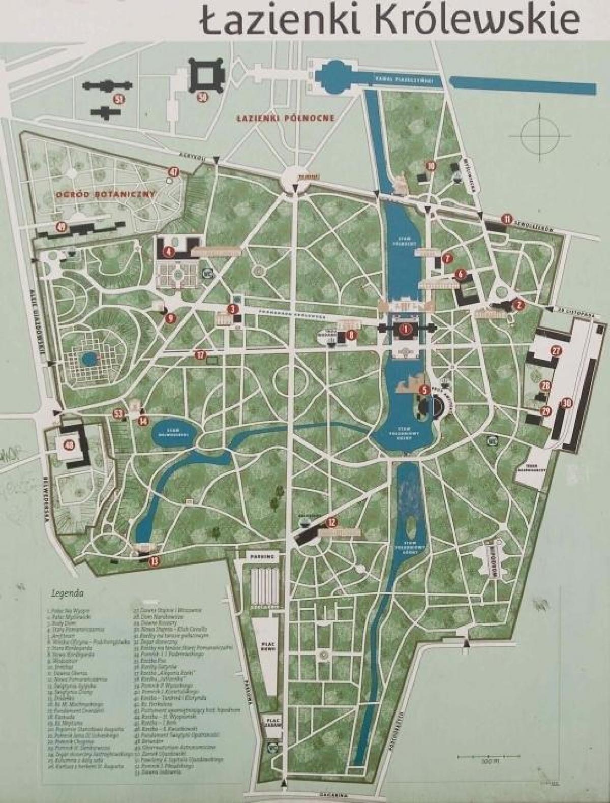 парк от lazienki Варшава картата
