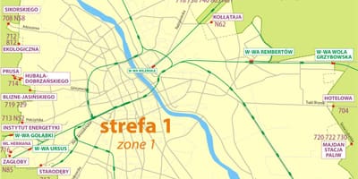 Карта на Варшава зона 1 2 