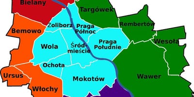 Карта райони на Варшава 